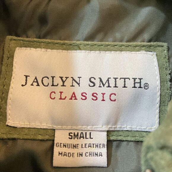 Jaclyn Smith Genuine Leather Suede Green Lightweight Jacket with Classic Collar - Picture 8 of 13